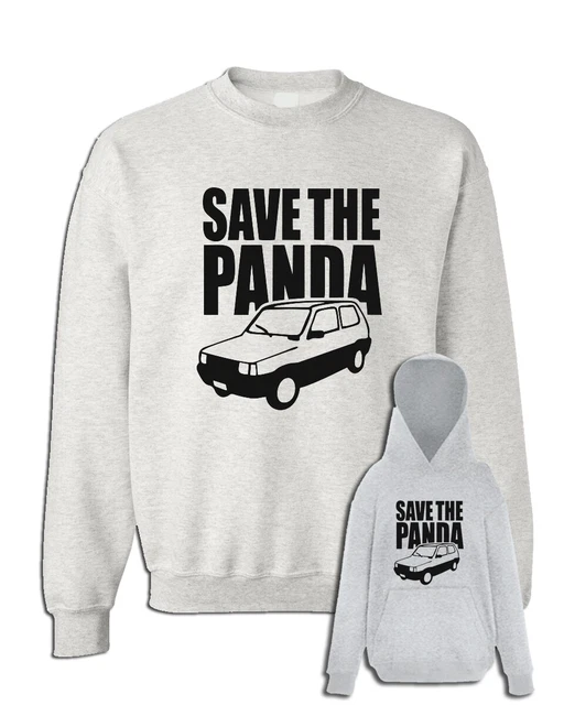 Felpa save the Panda grigia unisex con o cappuccio o girocollo auto motori 4x4