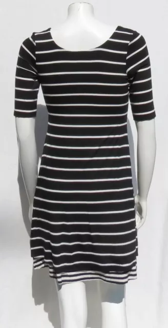B44 DRESSED BAILEY 44 usa Black White Stripe Stretch Rayon Jersey Dress sz S EUC 3