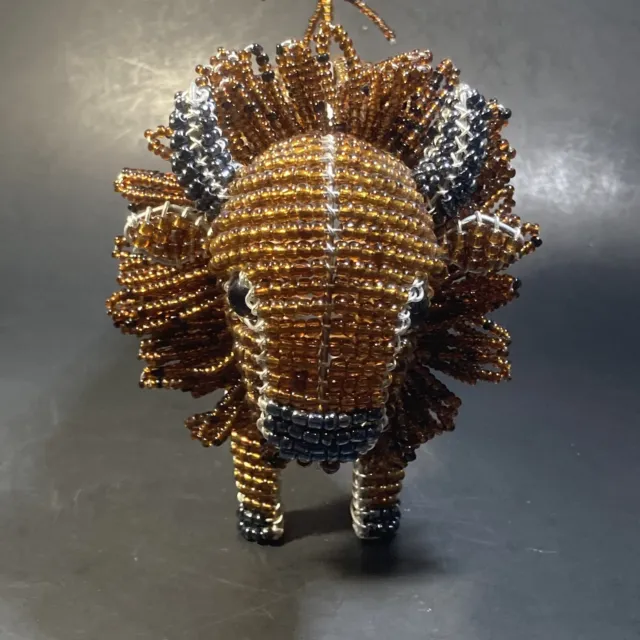 Handmade Wire & Beaded Glass Buffalo Sculpture Figurine
