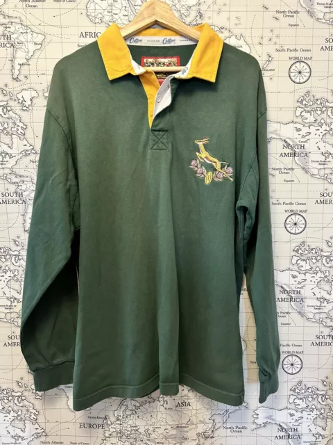 Retro Vintage Cotton Traders - Large 1990's South Africa Rugby Long Sleeve Top