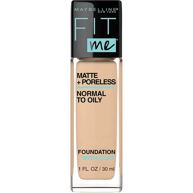 Maybelline Fit Me Matte + Poreless Liquid Oil-Free Foundation Makeup, Natural B