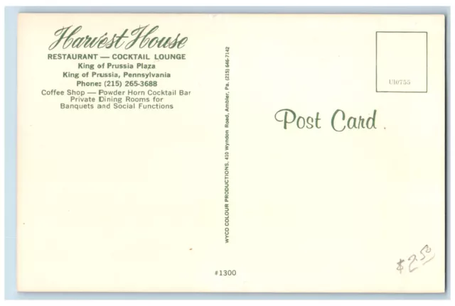 Kings Of Prussia Pennsylvania PA Postcard Harvest House Restaurant Scene c1960's 2