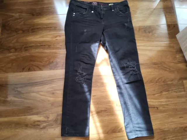 River Island Size 12 Distressed Black Jeans Skinny Leg (inseam 29")