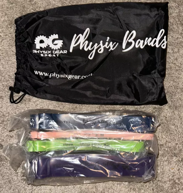 Physix Gear Resistance Loop Bands Set with Travel Bag New Sealed 4 piece set