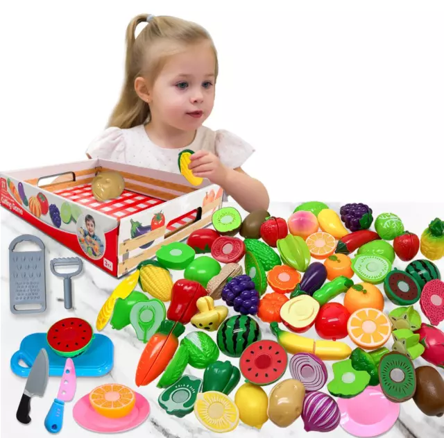 80 Stck. Vorgeben Obst & Gemüse Schneiden Spielzeug für Kinder Küche Zubehör Spielzeug