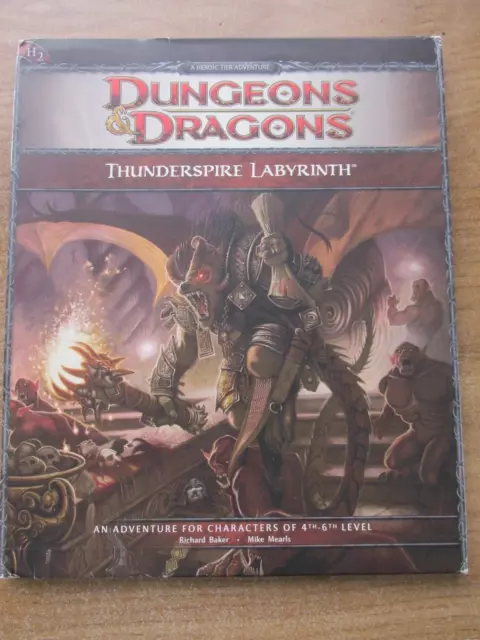 Wotc D&D D20 4E H2 Thunderspire Labyrinth Completo + Mappa Dungeons & Dragons Sb