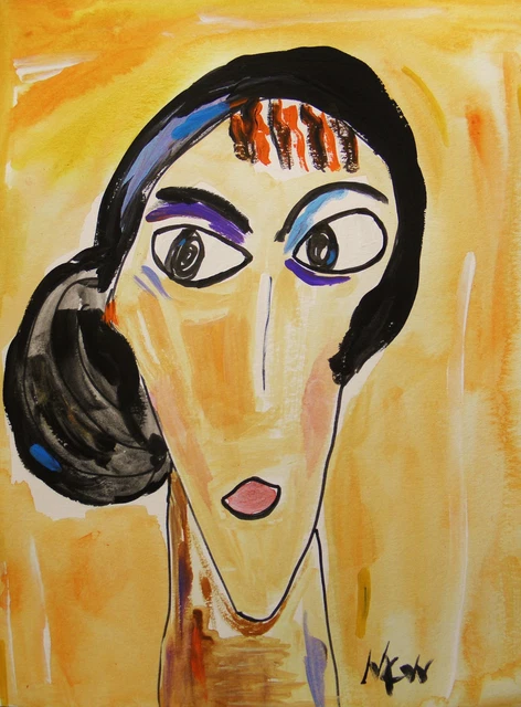 ORIGINAL LADY  Naive RAW BRUT Folk Outsider Mary Carol art MCW Primitive
