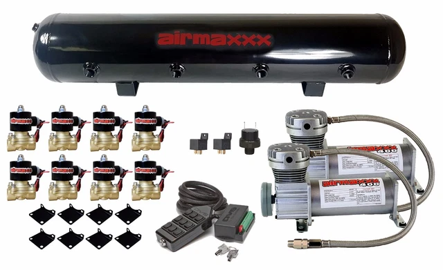 Air Compressors 400 Pewter 3/8" Valves Black 9 Switch Tank Air Ride Suspension Air Compressors 400 Pewter 3/8" Valves Black 9 Switch Tank Air Ride Suspension
