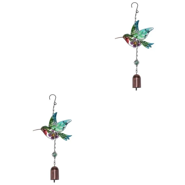 2 stücke bunte glas metall garten wandkunst dekoration hängen hummingbird