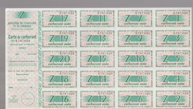 France Cinderellas Fiscal Billets Ration Carburant Auto Ministere 1949-59 NR 6