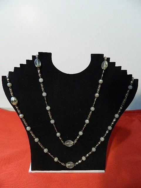 EOBOH Lot 24 Colliers Perles Nouvel An – Noir & Or 83.8cm – Accessoires Fête Mardi Gras Halloween