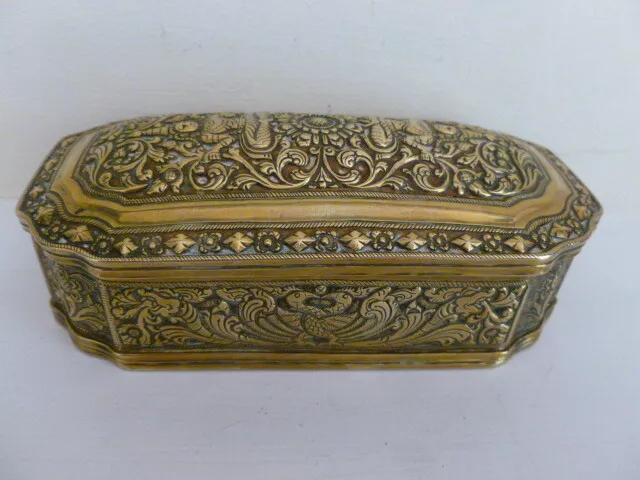 Excellent antique Malaysian Ceylon India Burmese brass betel tobacco box