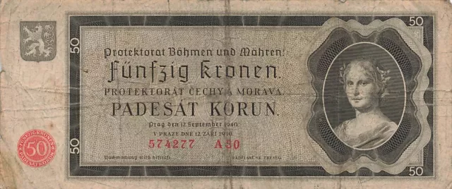 Bohemia And Moravia - 50 Krone - P-5a - Series A 29 - Fine