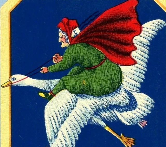 Vintage Mother Goose Label The AF Weymer Co Syracuse NY Paper Broom Label