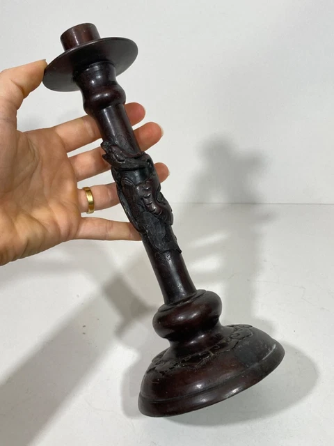 Japanese Bronze Candlestick Holder