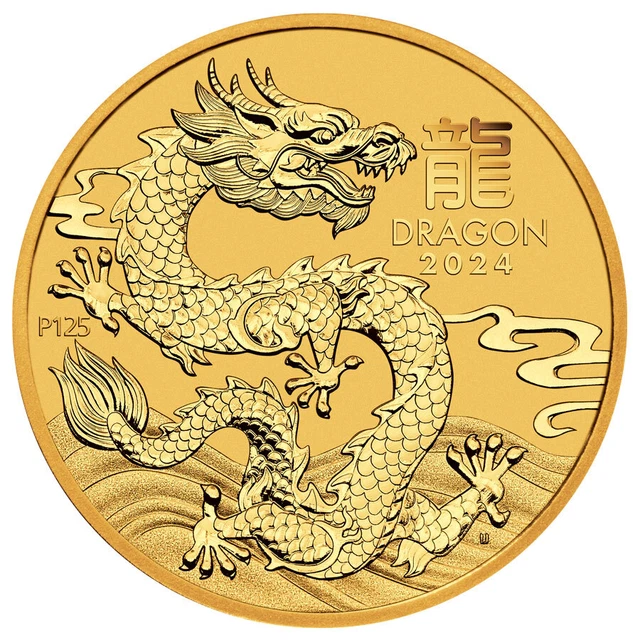 AUSTRALIA 2024P 15 1/10oz Gold Lunar Series III Year of the Dragon