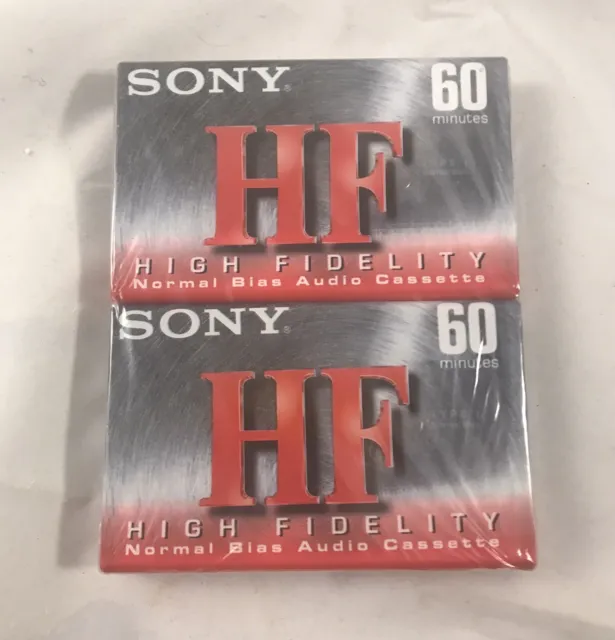 2 Sony HF High Fidelity Blank Audio Cassette Tapes 60 Min Normal Bias SEALED