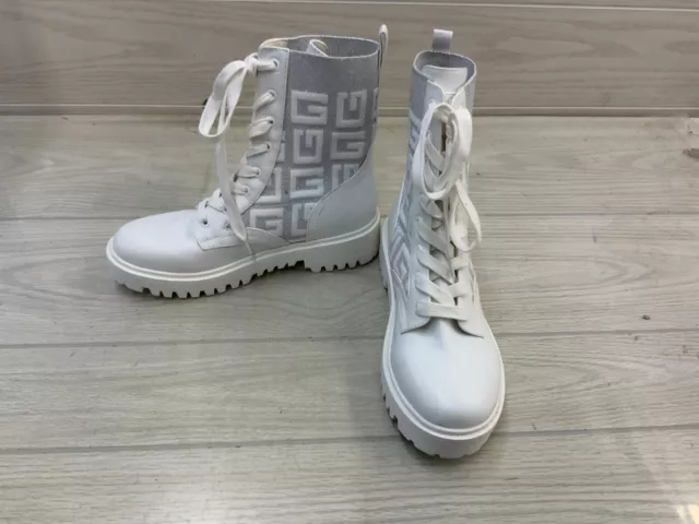 Guess white combat boots sale