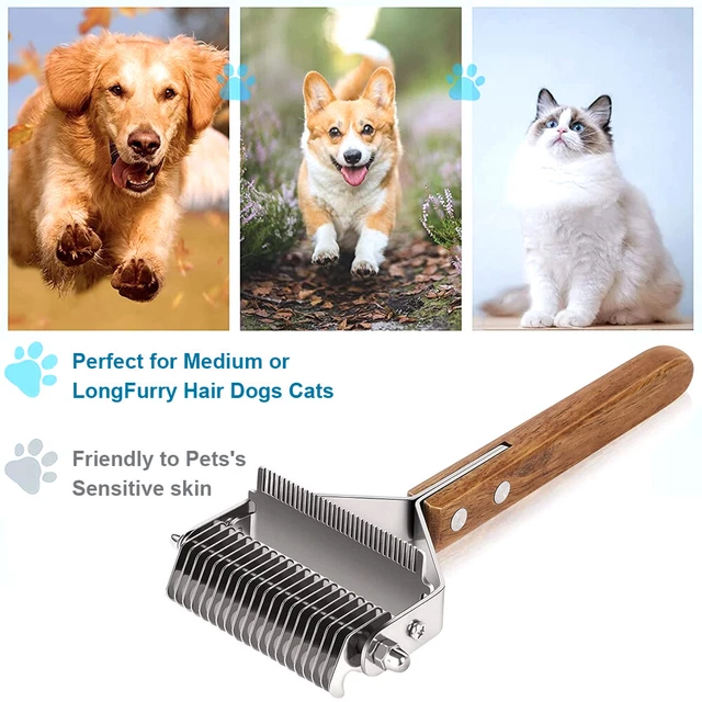 2side Dog Brush for Shedding Dematting Pet Grooming Cat Hair Undercoat Rake Comb 2