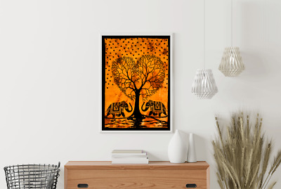 Handmade Bohemian Heart Shape Tree of life Tapestry Cotton poster Regular Size
