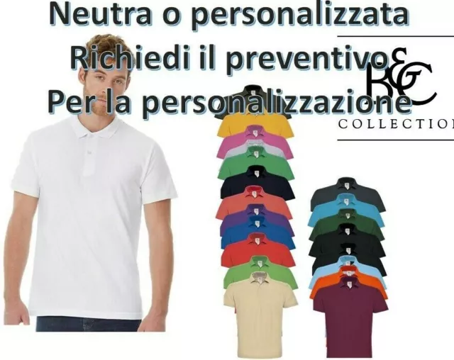 Polo Uomo Manica Corta B&C Maglietta Da Lavoro T-Shirt Maglietta 100% Cotone