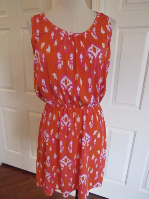 Mud Pie Bag Lady Women's Pink/Orange Stretch Knit Sleeveless Dress Size Large