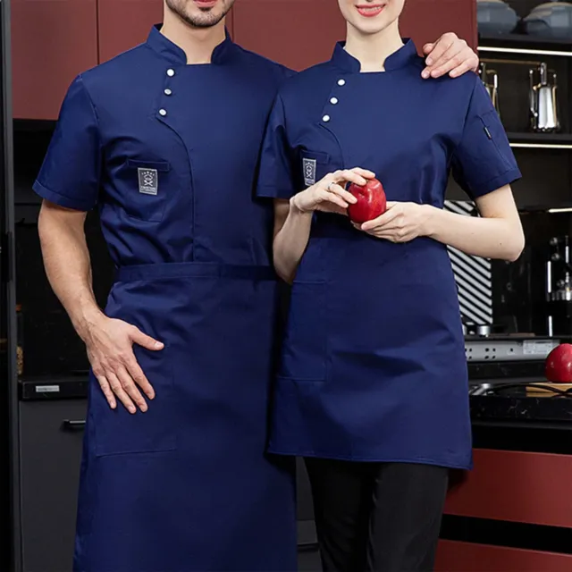 Chef Uniform Pocket Cooking Plus Size Hotel Kitchen Chef Top Stand Collar