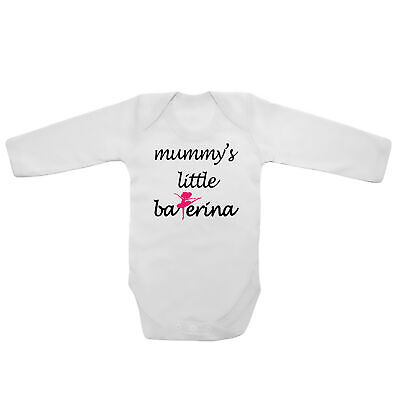 Mummy's Little Ballerina Baby Vests Bodysuits Grows Long Sleeve Funny Printed