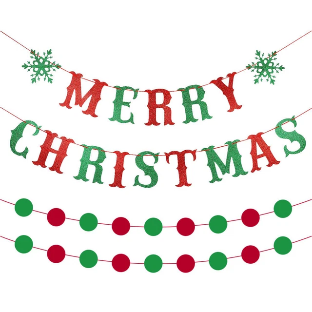 3 Pcs Frohe Weihnachten-Banner Weihnachtsfahne Buchstaben Deko