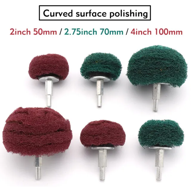 Dome Sanding Mop 50mm-100mm Nylon Fiber Buffing Polishing Head  With 6mm Shank