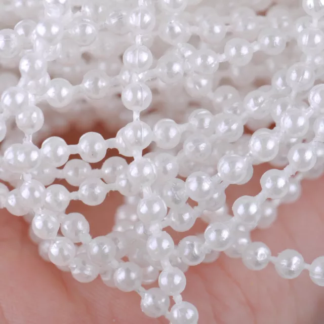 10M 3mm Perlenkette Imitation Perle Weiß Perlenschnur Perlenband Hochzeit Party