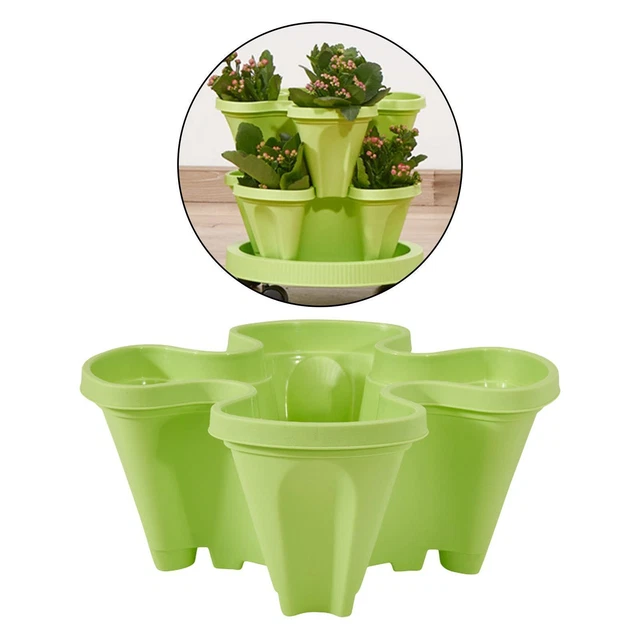 Stapelbarer vertikaler Garten Pflanzgefäß Erdbeer Pflanztopf Küche Terrasse