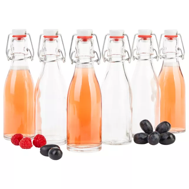 6er Set Bügelflasche 200 ml Glasflasche Likör Essig Öl Flasche Bügelverschluss