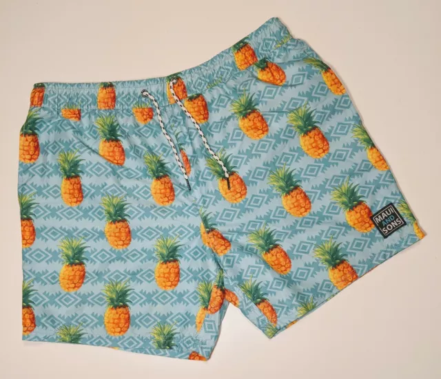 Maui & Sons Original Surfboards Pineapple Print Swim Trunks Mens Large