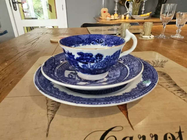 Johnson Bros Vintage Blue and White WILLOW Transferware Ironstone Trio Set