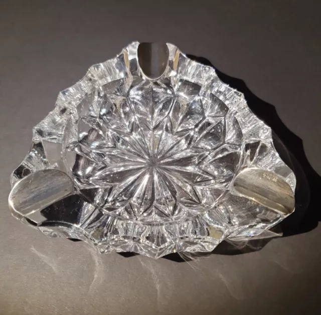 (K18) Schöner Kristall Aschenbecher 925 Sterling Silber HW Hermann Waldstetten