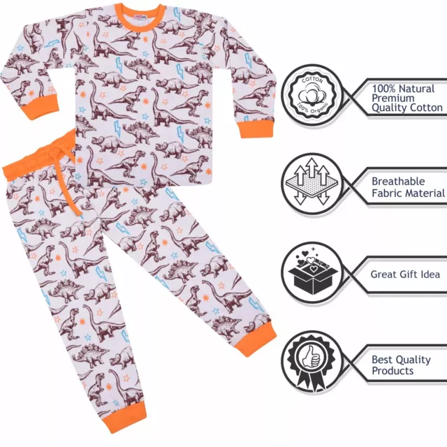 Bambine Ragazzi Dinosauro Pigiama Bambini 2 Pezzi Dino Set Lounge Suit 6