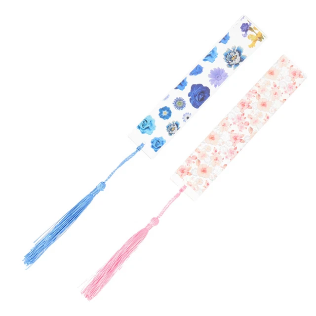 2 Pcs Lesezeichen Mit Harzblumen Epoxid-Trockenblumen-Lesezeichen Tragbar