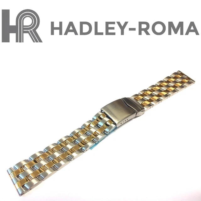 20mm HADLEY-ROMA MB4437T SOLID TWO TONE STAINLESS STEEL WATCH BRACELET BAND