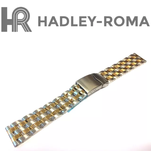 BRACELET DE MONTRE 20 mm HADLEY-ROMA MB4437T EN ACIER INOXYDABLE SOLIDE DEUX TONS