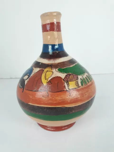 Hand Painted Mexican Pottery Vase DE