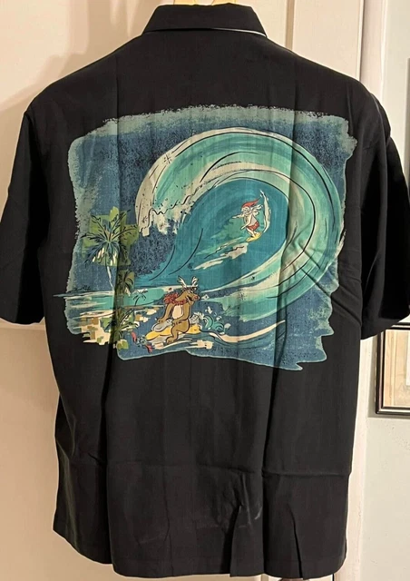 NWT Medium Vintage Kahala Christmas "Santa Drops In 2008" Silk Hawaiian Shirt