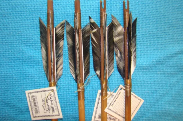 2 Handmade Navajo 26 Inch Arrows w/grey mix feathers & Stone chipped Arrowheads! 2