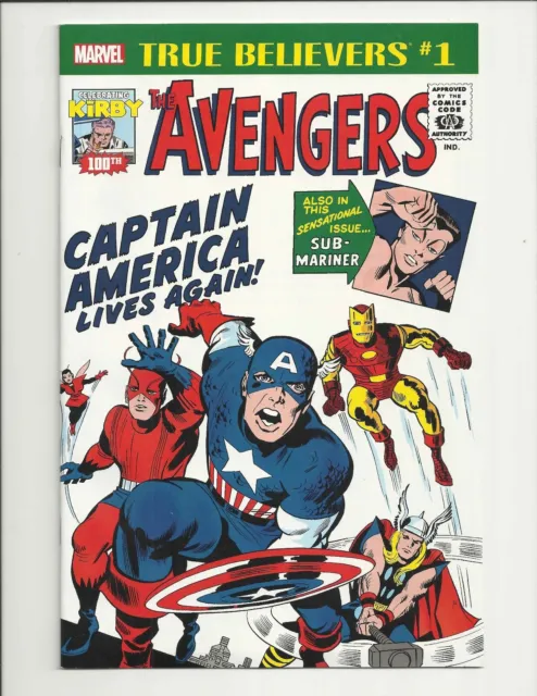 TRUE BELIEVERS: KIRBY 100th #1 (2017) Marvel Comics  Reprints Avengers #4 *NM*