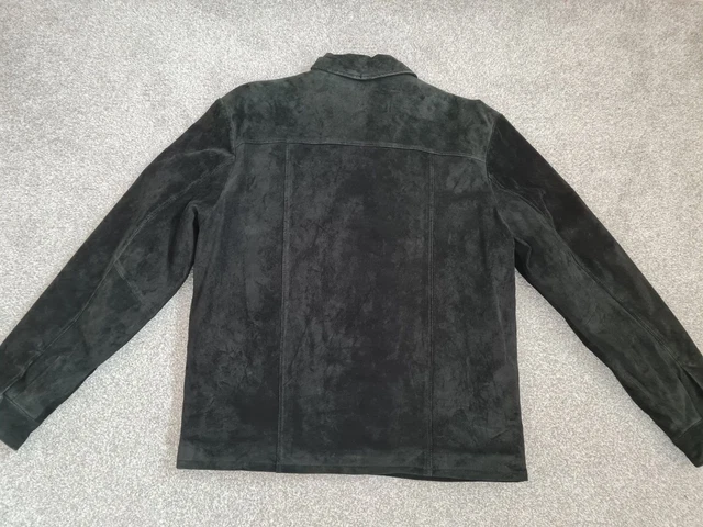 Eddie Bauer Men's Black Washable Seattle Suede Leather Full Zip Jacket, size M. 10