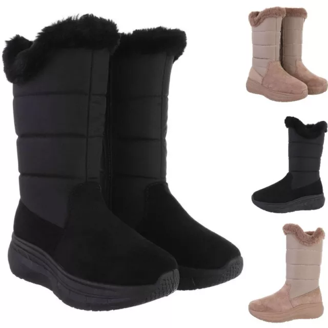 Scarpe da donna stivali stivaletti inverno da neve scamosciati zeppa platform