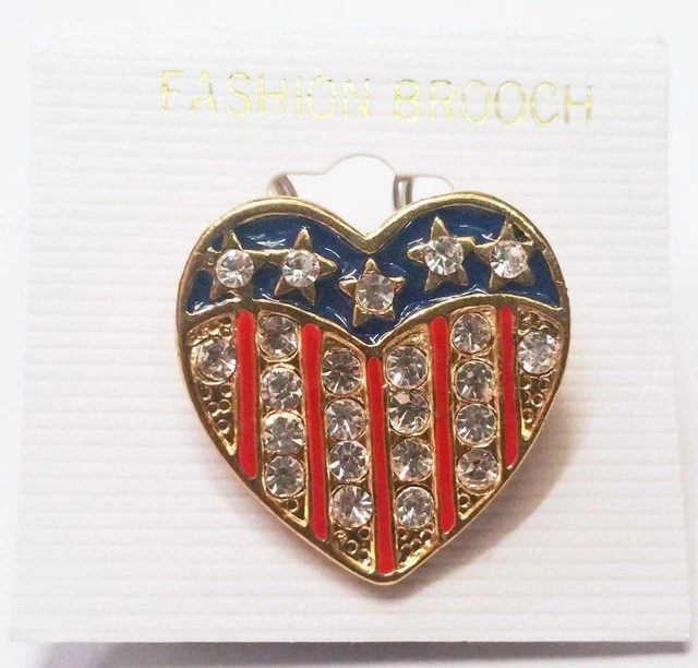 20 American Flag Shield Jeweled  Lapel Pin Brooch Fashion Costume Jewelry jxmb