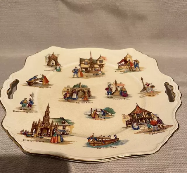 ROYAL WINTON GRIMWADES OLD ENGLISH MARKETS CAKE Dessert PLATE 11" by 9.5"