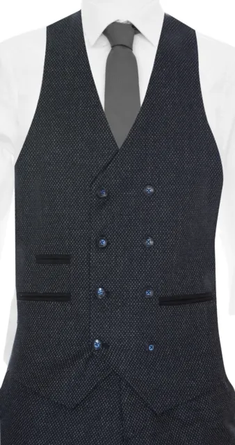 Cappotto vita da uomo lana blu 3 pezzi doppio petto tweed cieche di punta anni '20 5