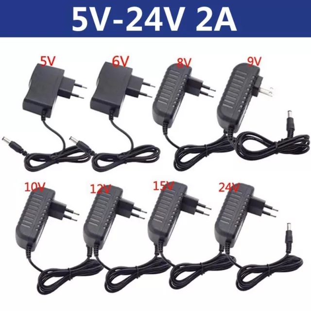 DC 5V 6V 8V 9V 10V 12V 15V 24V 2A Power Adapter Charger For CCTV LED Light Strip